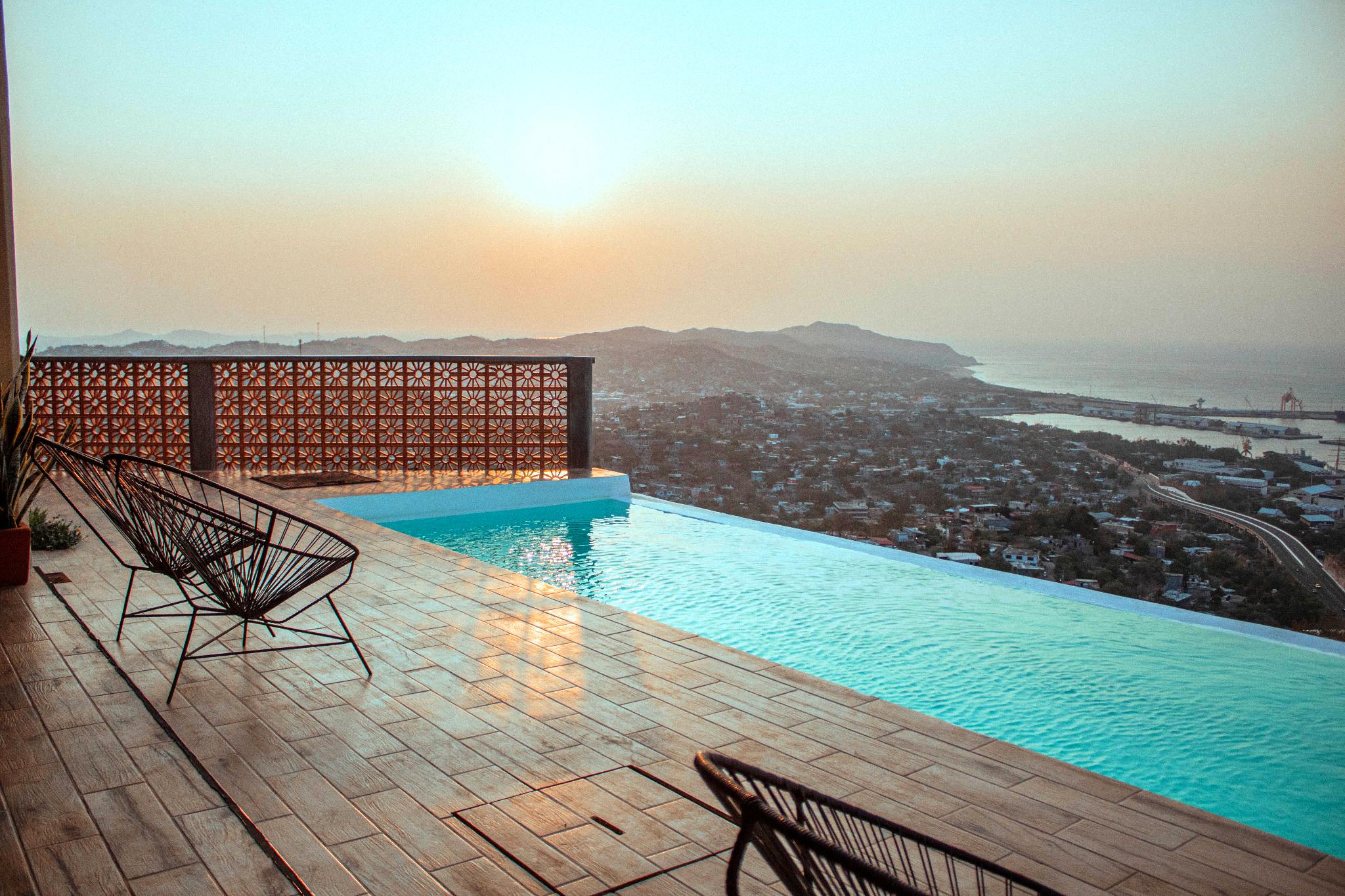 Pool at Casa Mirador Hotel & Surf Camp overlooking Salina Cruz